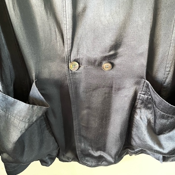 Raquel Allegra Silky Viscose-Rayon Jacket Blazer in Navy Blue Size 3 - Picture 5 of 15